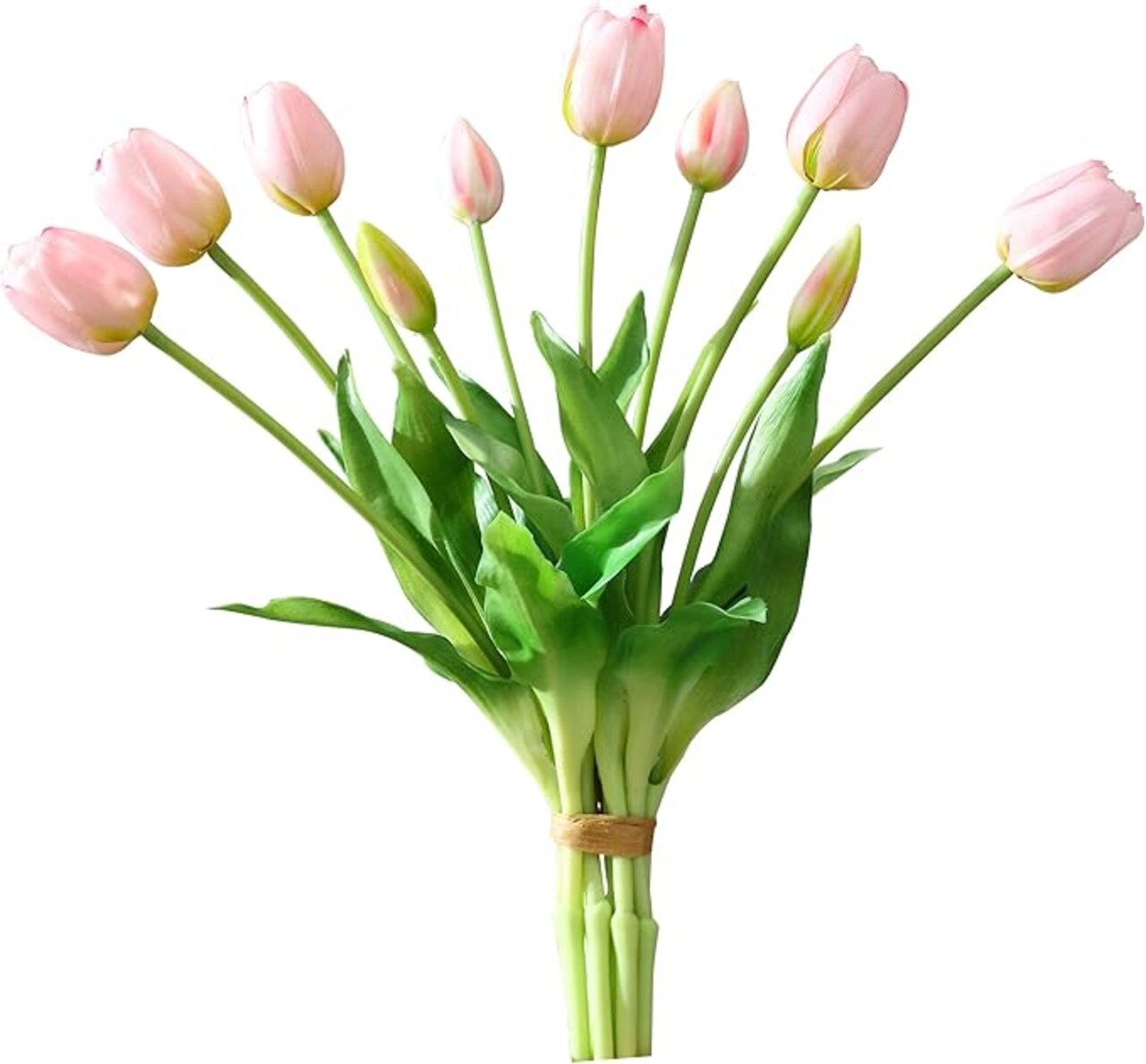 Artificial Pink Tulips, 10pcs Real Touch Faux Latex Tulips, 15.3" Stems, Wrinkle Resistant, Perfect for Home, Parties, Weddings